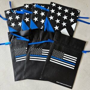 NEW 6 thin blue line law enforcement drawstring gift bags